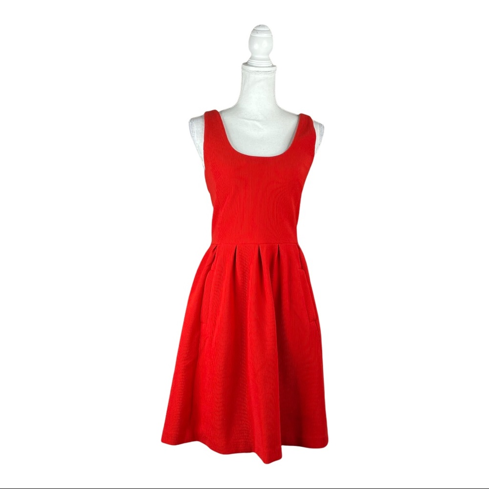 Banana Republic True Red Ribbed Fit & Flare Dress